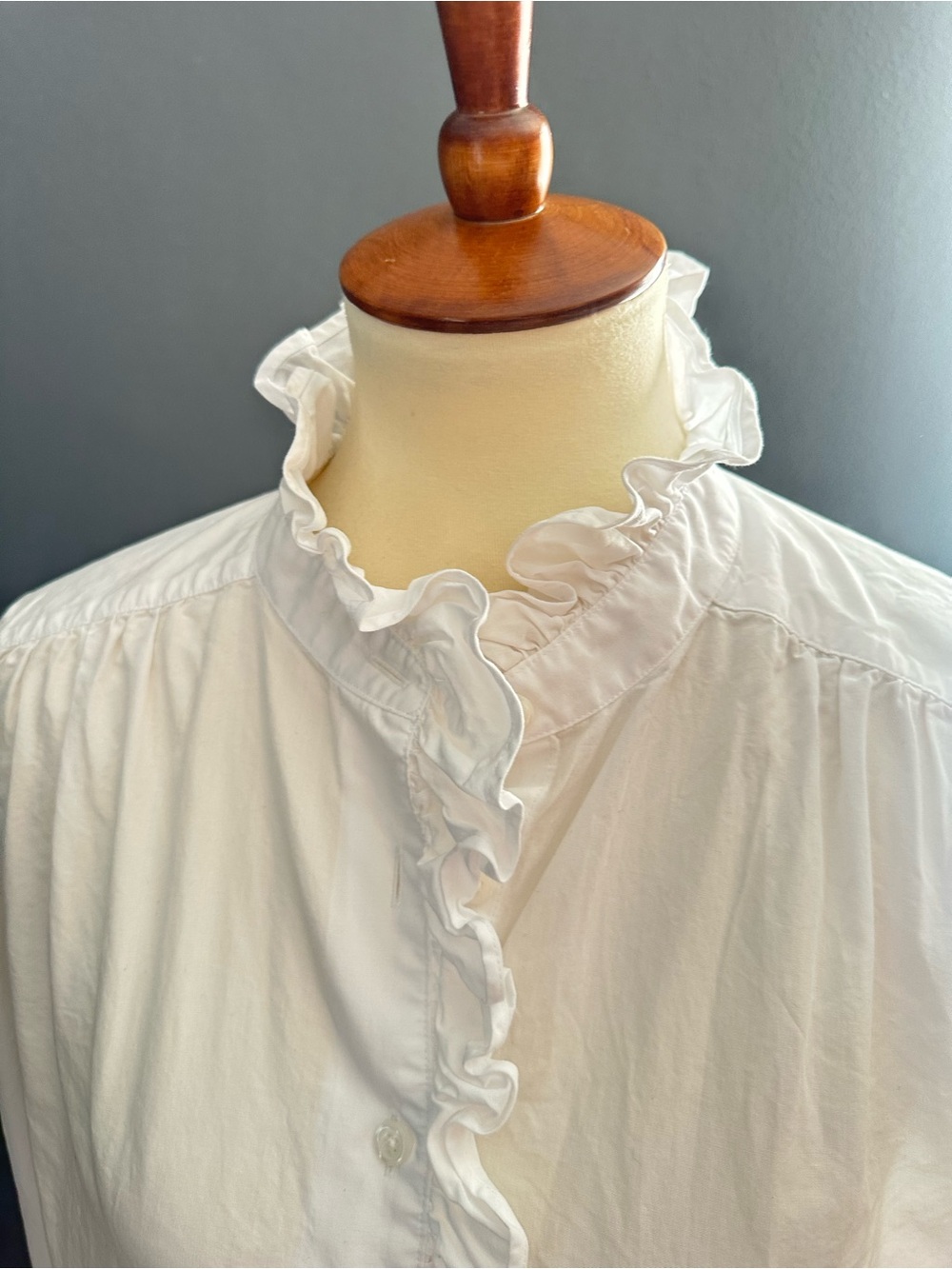 Brooks Brothers White Ruffle High Collar Button Down Shirt Size 16 Cotton - Picture 3 of 6